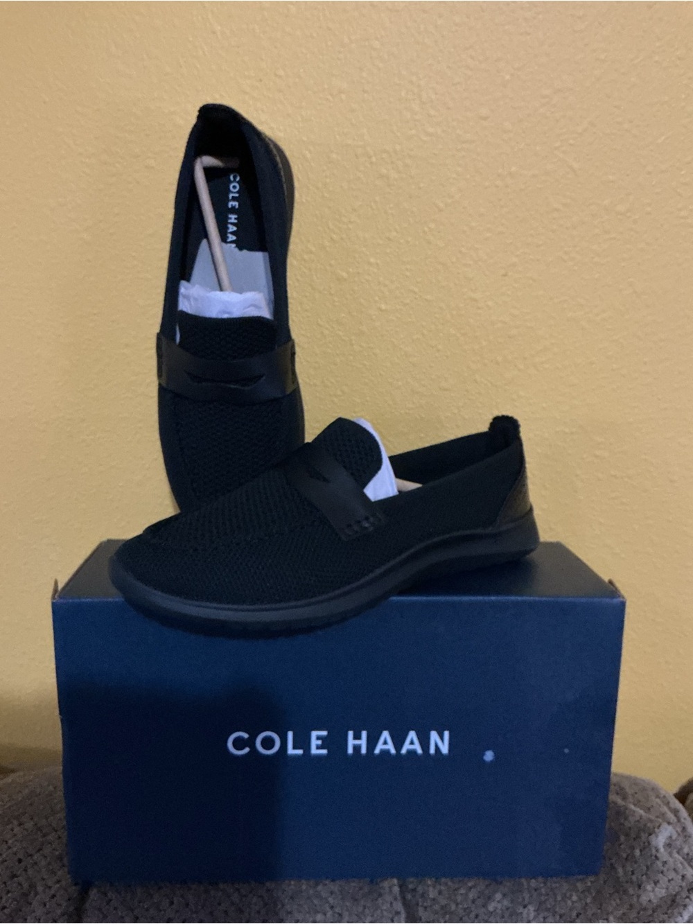 Cole Haan Men's Black Knit Slip-On Loafers nwb sz 10